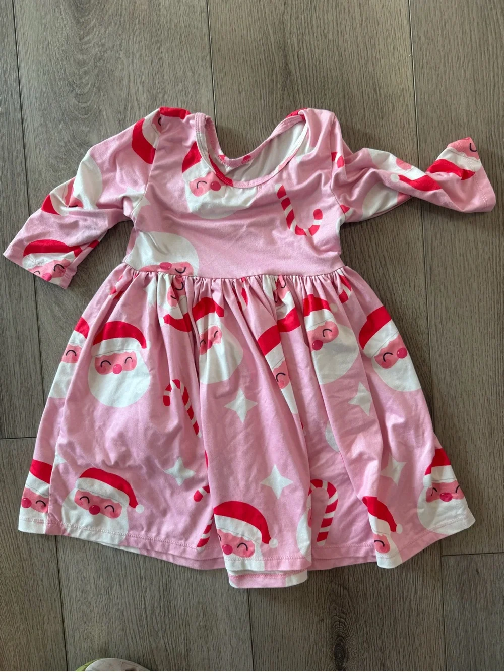 MILA & ROSE Girls' Pink Santa Print Holiday Dress